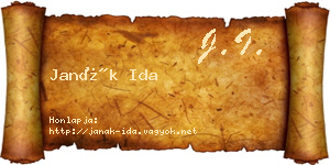 Janák Ida névjegykártya
